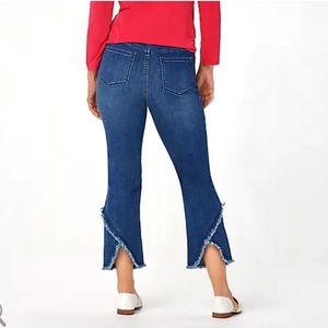 Susan Graver Stretch Denim Crop Jeans Frayed Hem sz 18W